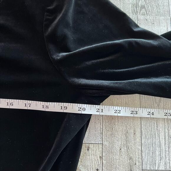 Susan Graver Black Velour Shift Dress Size Large 3/4 Rouch sleeve Stretch - Picture 6 of 11